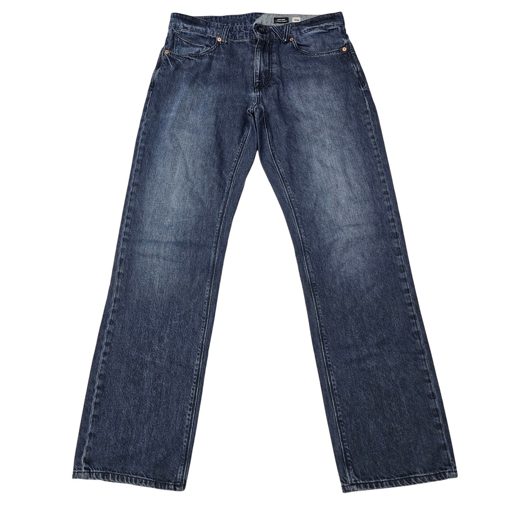 Volcom Solver Modern Straight Jeans Mens 32 Dark Wash Denim A193181V